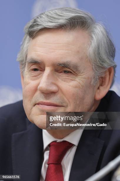 Close-up headshot portrait of Gordon Brown, United Nations Special Envoy for Global Education and Chair of the International Commission on Financing...