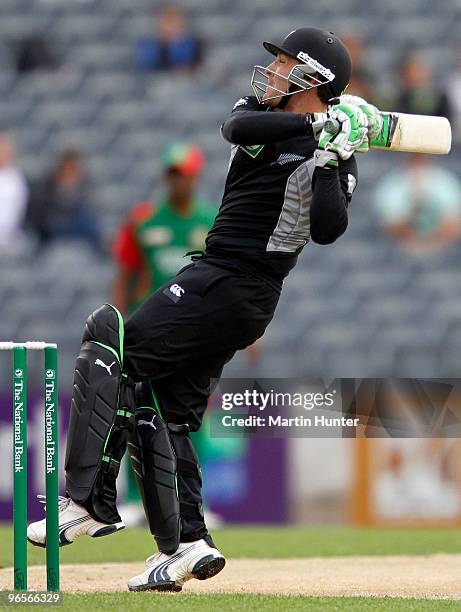 Brendon McCullum of New Zealand bats during the third One Day International match between the New Zealand Blacks Caps and Bangladesh at AMI Stadium...