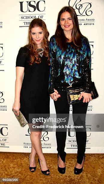 Actresses Kate Mara and Hayley Atwell attend the University of Southern California School of Theatre gala fundraiser honoring actor Robert Redford...