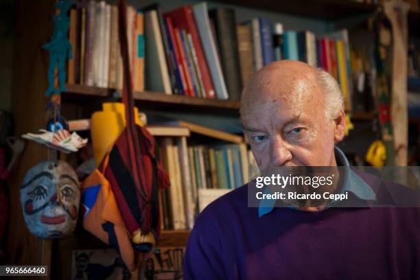 Uruguayan writer, novelist and journalist Eduardo Galeano poses for pictures at his home on May 21, 2010 in Montevideo, Uruguay. .