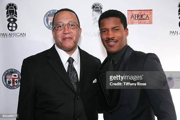 Dr. Ben Chavis and actor Nate Parker attend the Pan African Film & Arts Festival Opening Night Gala at the Directors Guild Theatre on February 10,...