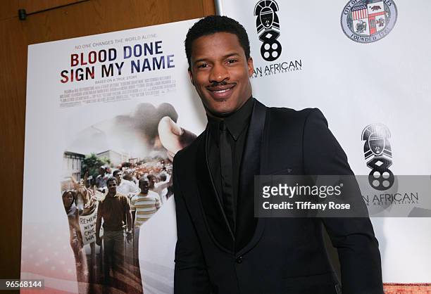 Actor Nate Parker attends the Pan African Film & Arts Festival Opening Night Gala at the Directors Guild Theatre on February 10, 2010 in West...
