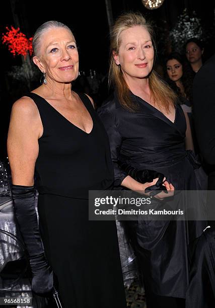 Actress Vanessa Redgrave and Meryl Streep attend the amfAR New York Gala To Kick Off Fall 2010 Fashion Week at Cipriani 42nd Street on February 10,...