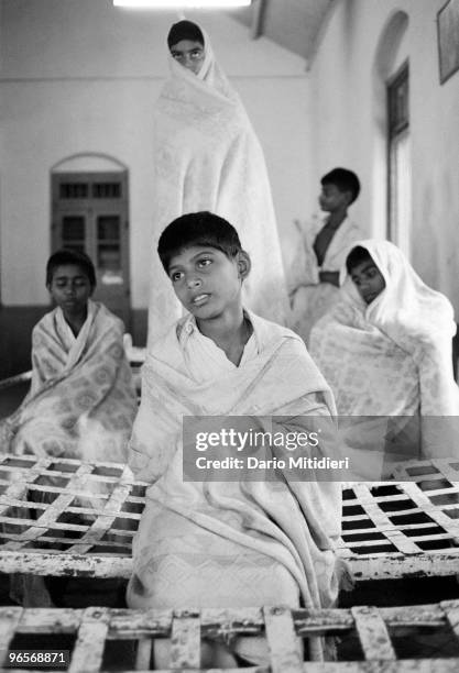 Street children in the hospital of the David Sassoon Industrial School , a reformatory for boys who are meant to remain until the age of 18, but...