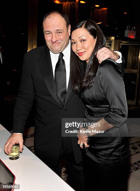 James Gandolfini and Deborah Lin attends amfAR New York Gala Co-Sponsored by M.A.C Cosmetics at Cipriani 42nd Street on February 10, 2010 in New York...