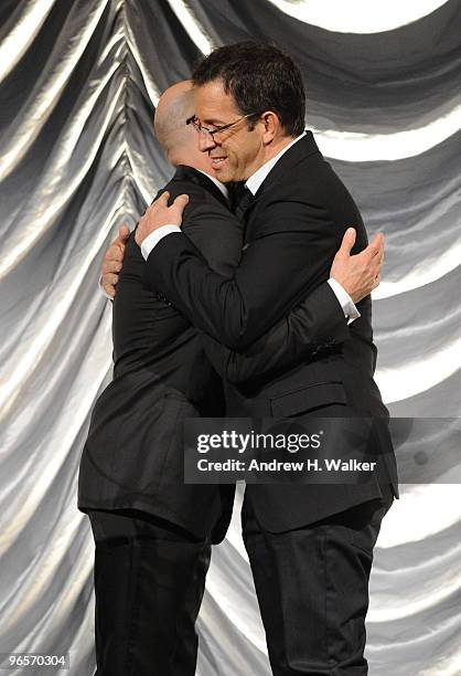 Actor Stanley Tucci and designer Kenneth Cole attend the amfAR New York Gala co-sponsored by M.A.C Cosmetics at Cipriani 42nd Street on February 10,...