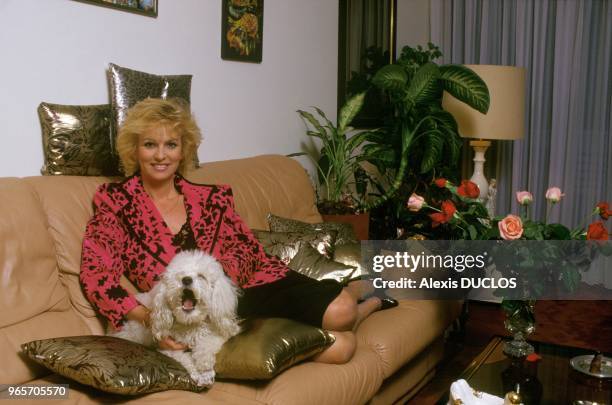 French TV Announcer Evelyne Leclercq at Home, Paris, March 3, 1987.