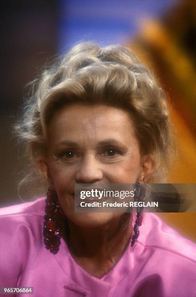 Actress Jeanne Moreau On TV Set, Paris, September 15, 1987.