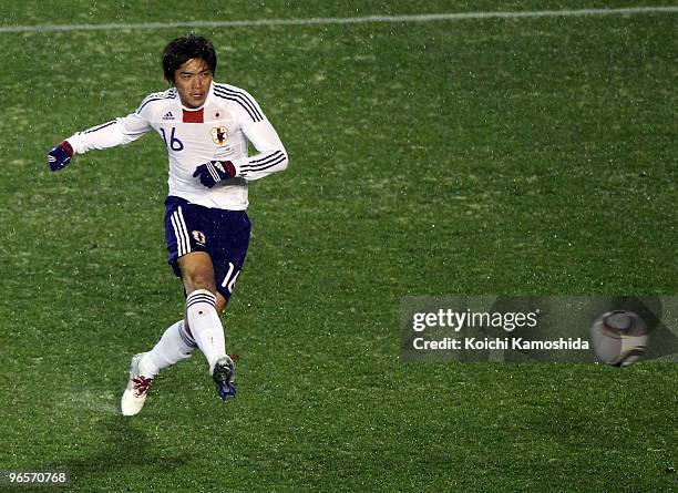 Yoshito Okubo of Japan controls the ball during the East Asian Football Championship 2010 match between Japan and Hong Kong at the National Stadium...