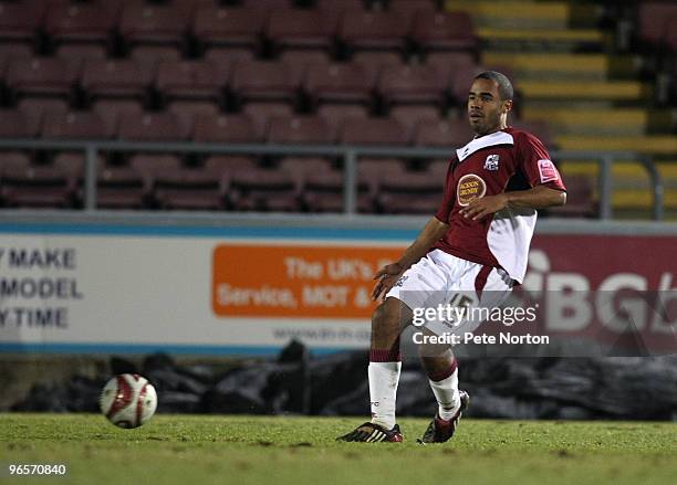 Alex Dyer of Northampton Town in action during the Coca Cola League Two Match between Northampton Town and Accrington Stanley at Sixfields Stadium on...