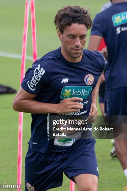 Christian Bolaños runs during a Costa Rica National Team second training session ahead the beggining of FIFA World Cup RUSIA 2018 at Proyecto Gol on...