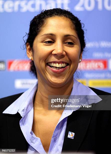 President of the Organising Committee Germany Steffi Jones is seen at the opening of the local FIFA Womens World Cup 2011 Office at the Rewirpower...