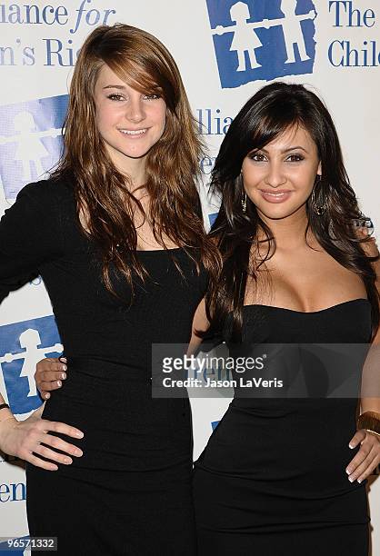 Actresses Shailene Woodley and Francia Raisa attend the Alliance for Children's Rights annual dinner gala at the Beverly Hilton Hotel on February 10,...