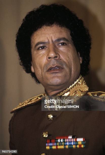 Libyan leader Colonel Muammar Gaddafi in Monastir, August 18, 1983.