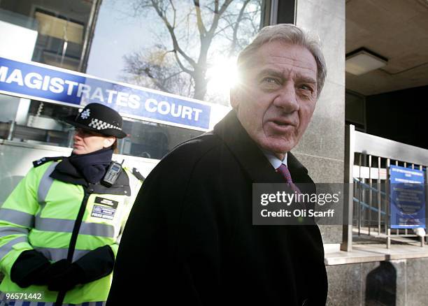 Milan Mandaric, the current chairman of Leicester City football club, arrives at Westminster Magistrates' Court on February 11, 2010 in London,...