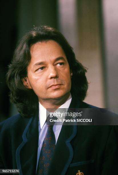 Journalist Author Gonzague Saint Bris On TV Set, Monaco, January 26, 1988.