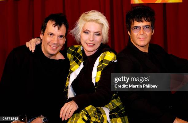 Jimmy Destri, Debbie Harry and Clem Burke of Blondie pose for a portrait at the Crown Hotel on 5th August 2003 in Melbourne, Australia.