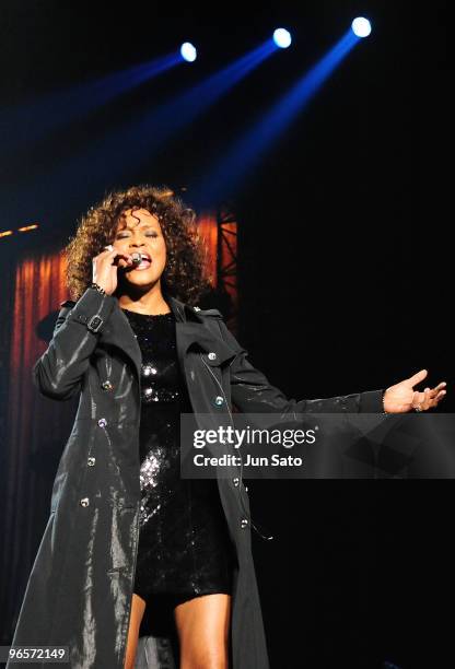 Only To Be Used with Articles on Whitney Houston - Nothing But Love Japan Tour*** Singer Whitney Houston performs at Saitama Super Arena on February...