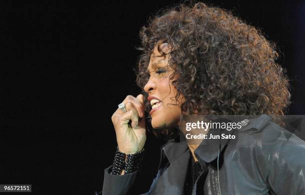 Only To Be Used with Articles on Whitney Houston - Nothing But Love Japan Tour*** Singer Whitney Houston performs at Saitama Super Arena on February...