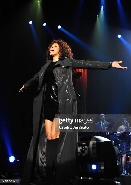 Only To Be Used with Articles on Whitney Houston - Nothing But Love Japan Tour*** Singer Whitney Houston performs at Saitama Super Arena on February...