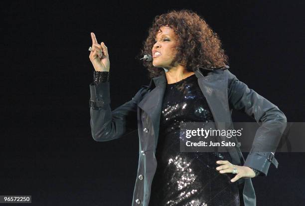 Only To Be Used with Articles on Whitney Houston - Nothing But Love Japan Tour*** Singer Whitney Houston performs at Saitama Super Arena on February...