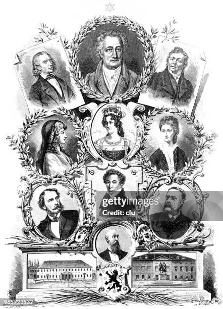 in erinnerung an das weimarer hoftheater - alte deutsche schauspieler stock-grafiken, -clipart, -cartoons und -symbole