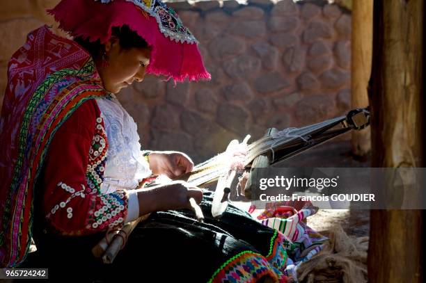 Atelier de tissage Awana Kancha près de Pisac, 21 mai 2009, Pérou.