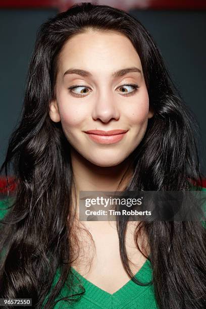 cross eyes young woman - cross eyed stock pictures, royalty-free photos & images