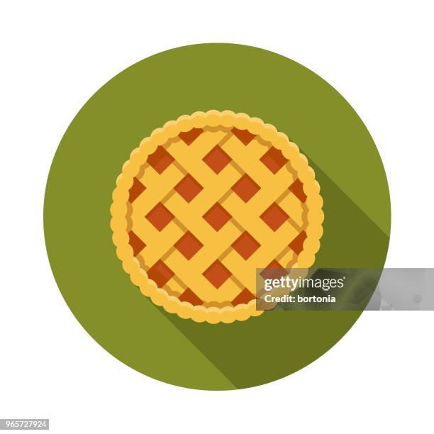 pie flat design autumn icon with side shadow - pie from above stock illustrations