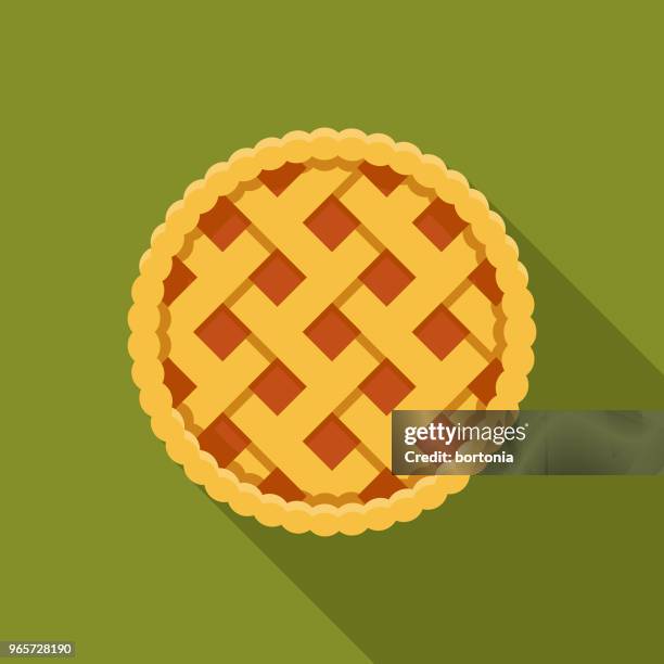 pie flat design autumn icon with side shadow - pie from above stock illustrations