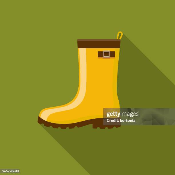 rubber boot flat design autumn icon with side shadow - waterproof stock illustrations