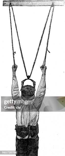 spinal column extension device - pull up exercise stock illustrations