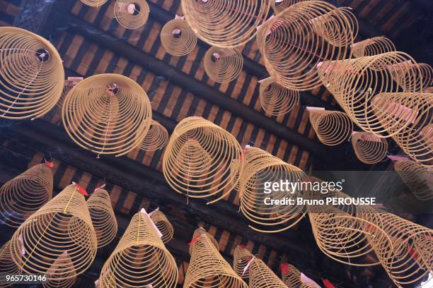 Asia, Vietnam, Ho Chi Minh city , cholon district, Thien Hau pagoda, incense coils.