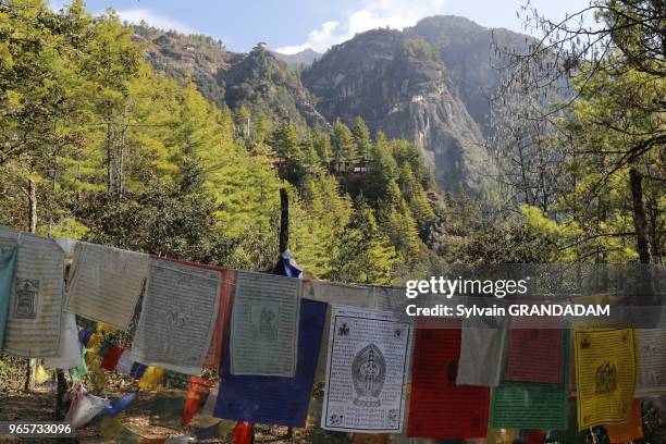 Bhutan , Paro county, Taktshang , monastery hanging spectacularly on a cliff, a most famous pilgrimage place since it was founded during the VIII th...