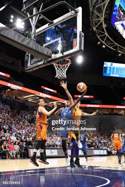 Danielle Robinson of the Minnesota Lynx shoots the ball against the Phoenix Mercury on June 1, 2018 at Target Center in Minneapolis, Minnesota. NOTE...