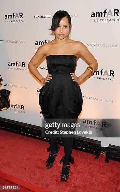 Musician Zoe Kravitz attends the amfAR New York Gala co-sponsored by M.A.C Cosmetics at Cipriani 42nd Street on February 10, 2010 in New York, New...