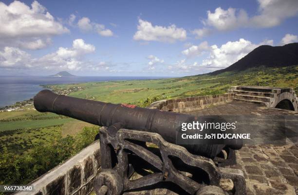 Canon de la forteresse de Brimstone Hill sur l'île Saint-Christophe, le 23 décembre 1992, Saint-Christophe-et-Niévès.