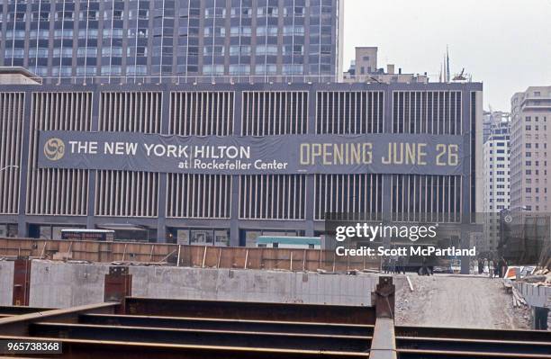 New York City - Construction is ongoing at the site of the New York Hilton at Rockefeller Center, New York.