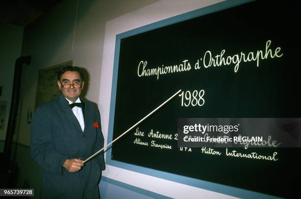French journalist Bernard Pivot at spelling championship on November 26, 1988 in Paris, France.