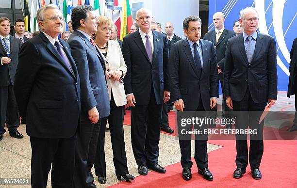 European Central Bank President Jean-Claude Trichet, European Commission President Jose Manuel Barroso, German Chancellor Angela Merkel, Greek Prime...