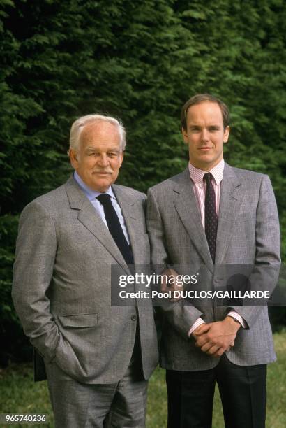 Prince Rainier Of Monaco And Son Prince Albert, Monaco, April 30, 1989.