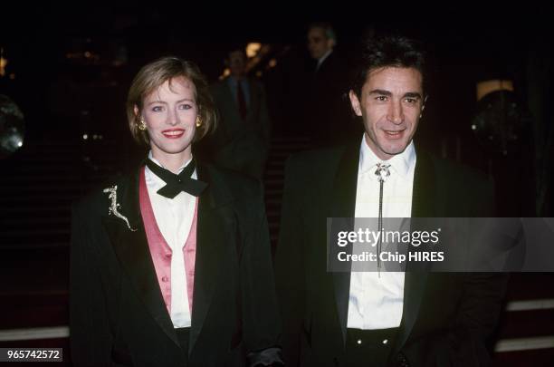 Canadian actress Gabrielle Lazure and actor Richard Berry during French Music Awards at Moulin Rouge, November 22, 1986.