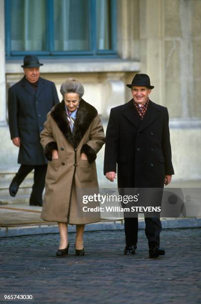 Nicolae Ceaucescu And Wife Elena Outside Presidential Palace, Bucharest, November 24, 1989.