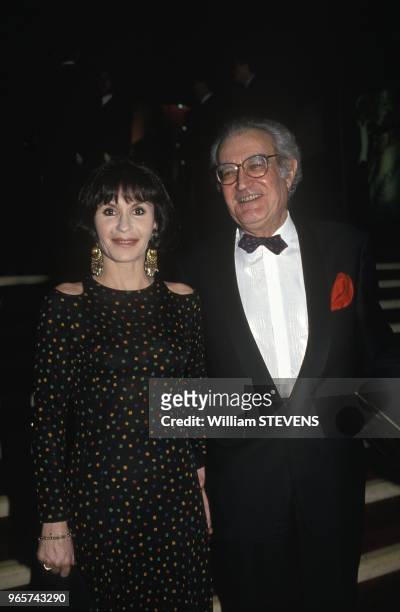 Actress Daniele Evenou With Husband Georges Fillioud Arrive At 7 D Or Ceremony, Paris, January 20, 1993.