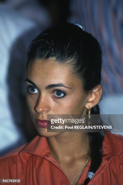 Portrait Of Actress And TV Presenter Adeline Blondieau, Tropez, July 16, 1990.