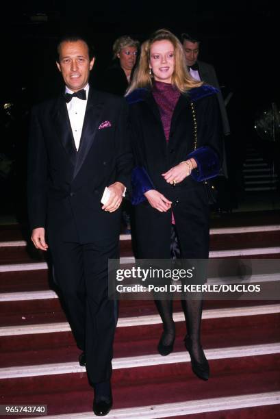 Thierry Gaubert with wife Helene of Yugoslavia attend a gala evening at Moulin Rouge in Paris, February 20, 1988.