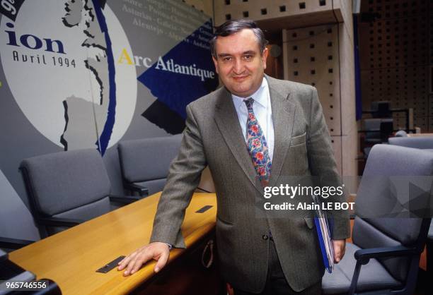Politician Jean Pierre Raffarin Attends "Arc Atlantique" Conference In Nantes, April 21, 1994.