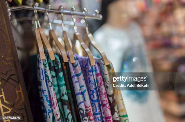 scarves at the shop (united arab emirates, dubai) - draped scarf stock pictures, royalty-free photos & images