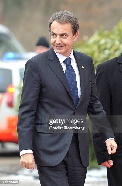 Jose Luis Rodriguez Zapatero, Spain's prime minister, arrives for the European Union Summit in Brussels, Belgium, on Thursday, Feb. 11, 2010....