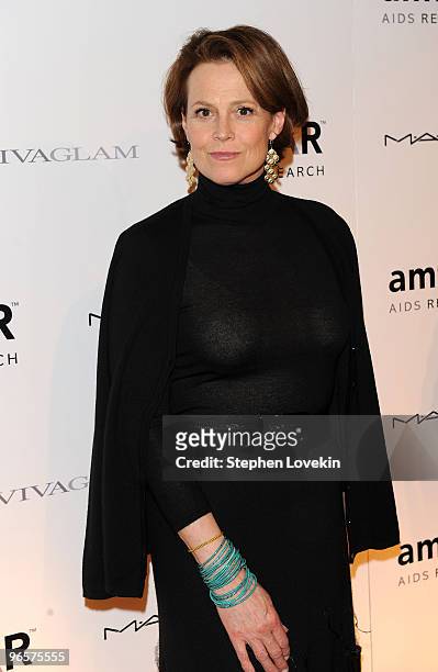 Actress Sigourney Weaver attends the amfAR New York Gala co-sponsored by M.A.C Cosmetics at Cipriani 42nd Street on February 10, 2010 in New York,...